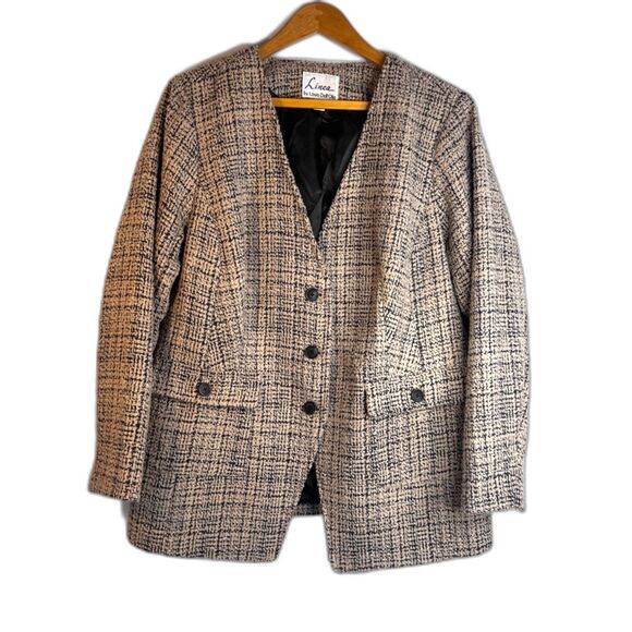 Linea by Louis Dell'Olio Single Breasted Tweed Career Blazer Jacket Size 18W - Picture 1 of 11